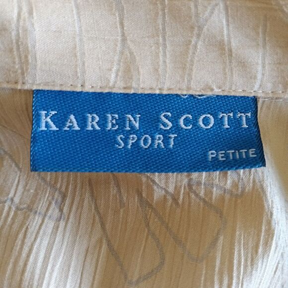 Karen Scott Sport Medium Women's Button Up Casual Cotton Blend Top - Picture 4 of 5